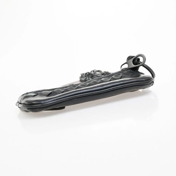 BOTTEGA VENETA Intrecciato Chain Coin Case Wallet Leather Black Italy - Picture 2 of 11